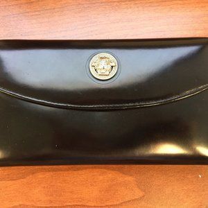 GIANNI VERSACE BLACK LEATHER LONG BI-FOLD WALLET